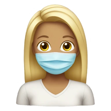 blond tan girl with face mask sticker