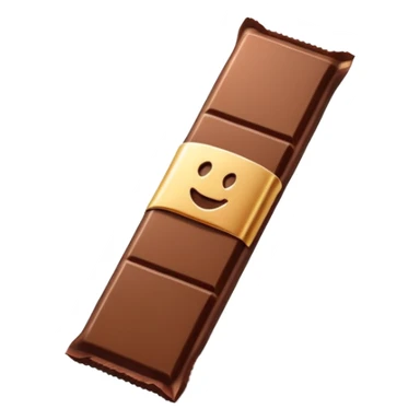 Brown chocolate bar in a white wrapper sticker