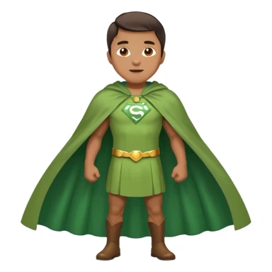 standing up healthy perfect man wearing simple greenish clothes with a cape and pants joyful and healed sticker