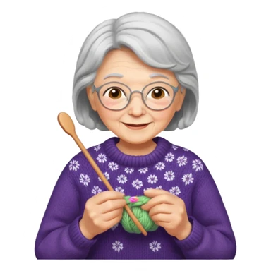 grandma knitting sticker