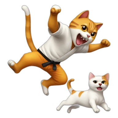 Cat karate kicking dog sticker