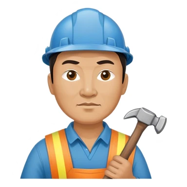 photorealistic kazakh worker middle age with 
hammer sticker