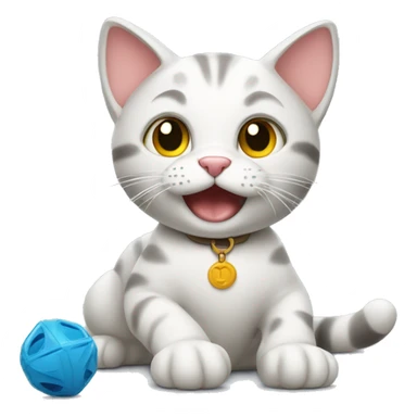 Cat playing with toy sticker