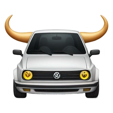 Volkswagen Golf with bull horns on the hood sticker