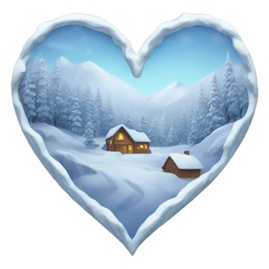 Winter inside a heart sticker