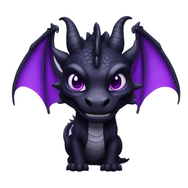 an black dragon with purple eyes and ears sticker