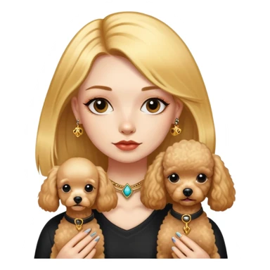 a  girl with glod  straight hair and tattoos and 2 miniature poodles sticker