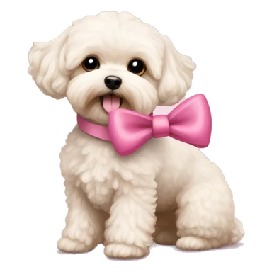 Maltipoo with a pink bow sticker
