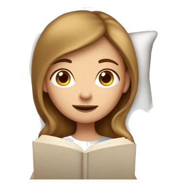 girl with light brown hair cosy in bed with book sticker
