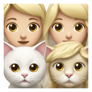 blonde girl and white scottish straight cat sticker