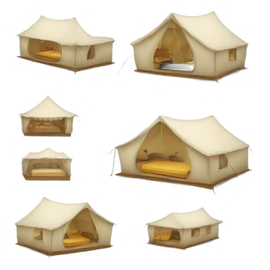 big tent with beds inside  sticker