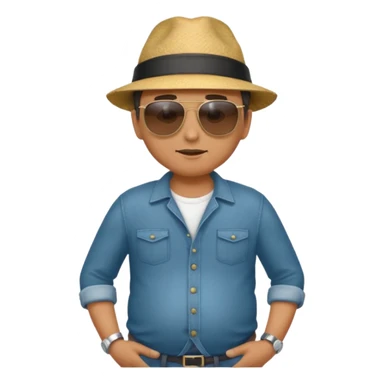 Man standing with his belly out at his hands behind his back sticker