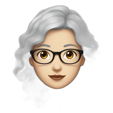 A girl in Black coat with glasses with gray-blue eyes, white skin and curly black hair and aristocratic high cheekbone sticker