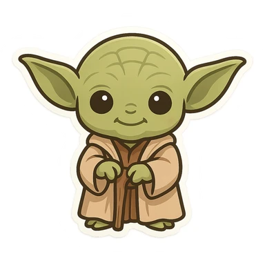 Master Yoda, chibi cute version, big ears sticker