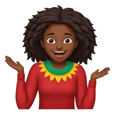 Baiza Ethiopian, dark hair Oldest but immature, no filter, funny Pose: laughing wildly, arms flailing age 21 sticker