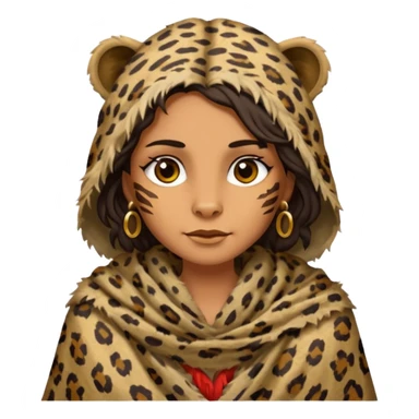 ancient hairy woman, tattered leopard skin shawl sticker