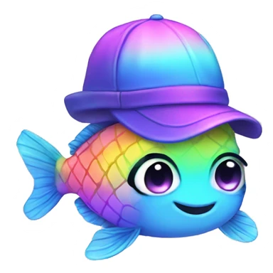 Chibi pastel rainbow fish with neon hat  sticker