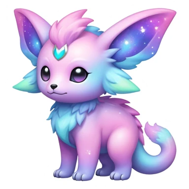 Cute cool colorful pastel nebula fantasy animal hybrid Fakemon full body  sticker
