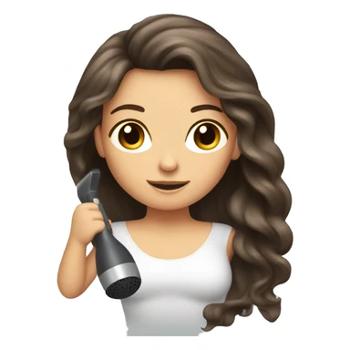Brunette girl blow drying hair sticker
