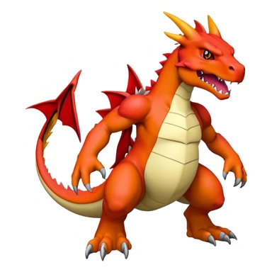 Cool edgy Guilmon-Agumon-Charizard-Digimon, full body  sticker