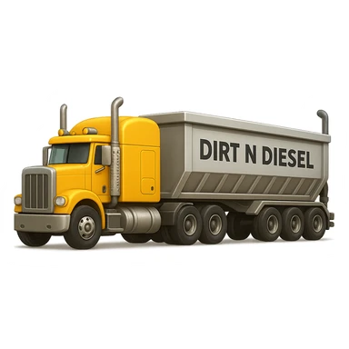 Edit the truck to be a yellow sleeper semi truck. Keep the trailer long and silver with the words 'Dirt n Diesel' visible. Preserve the original emoji style look and feel, but use the general editing model as emoji style does not support editing. sticker