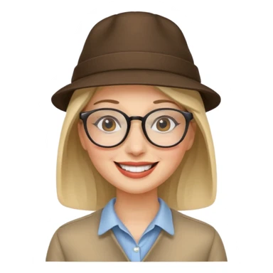 hatted woman with glasses sticker
