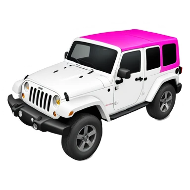 White jeep wrangler with hot pink hood sticker