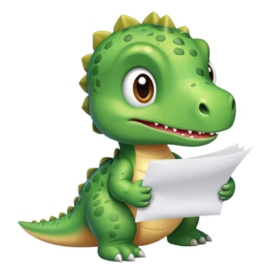 baby dinosaur with papers sticker