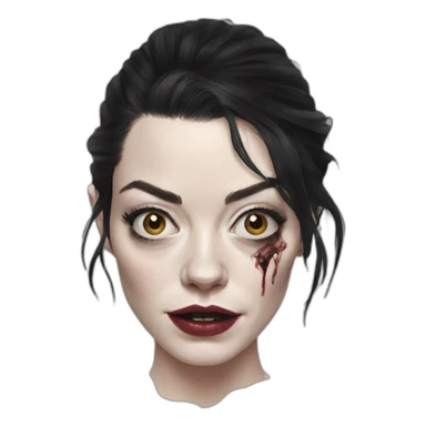 emma stone zombie black hair sticker