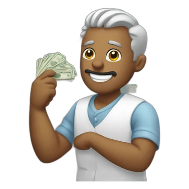 barber counting dollars sticker