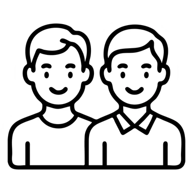 asian gay couple, outlined icon style minimalistic line art sticker