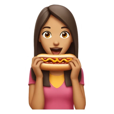 girl eating a hotdog  sticker