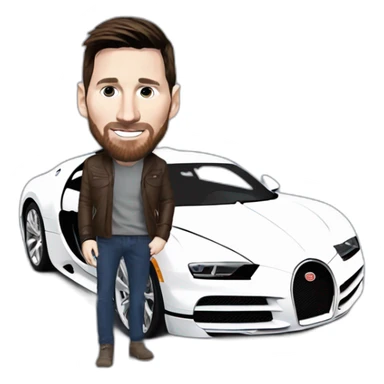 lionel messi in a bugatti sticker