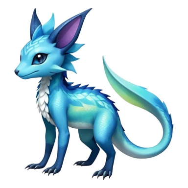 Colorful Iridescent Exotic Salandit-Aurorus-Glaceon-Fakémon-hybrid-creature (full body)  sticker