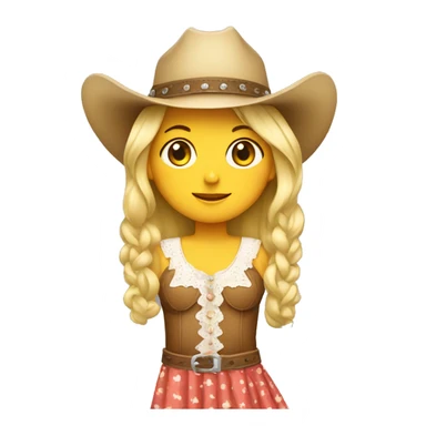 blonde girl wearing a cowgirl hat with a sun dress on. sticker