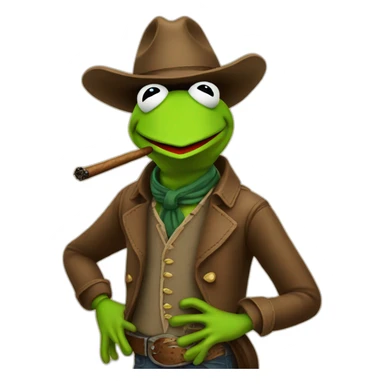 Kermit cowboy with cigar sticker