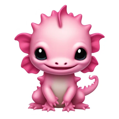 high detailed pink cute axolotl stitch chibi like Chinese dragon sticker