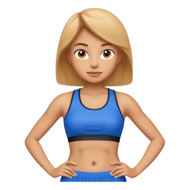 sporty woman cartoon emoji style belly abs blue cloths sticker