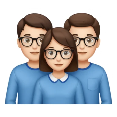 Triplets, one girl, two boys with glasses sticker
