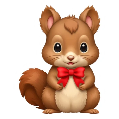 baby squirrel with a tiny red bow sticker