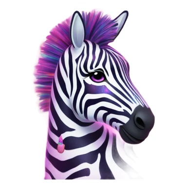 Lisa frank zebra with glitter rainbow stripes sticker