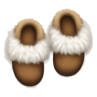 Fluffy slippers with brown and white fluff sticker
