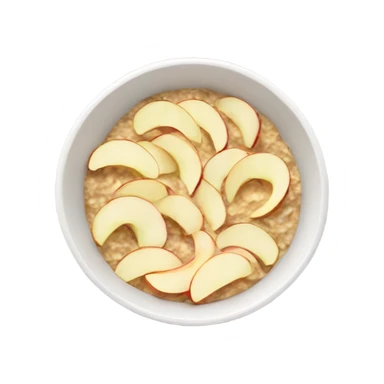 Create a bowl of oatmeal with apple slices sticker