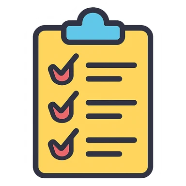 checklist or backpack icon, clean modern style, representing preparation for the journey sticker
