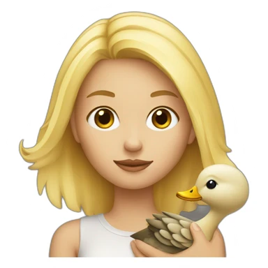 Blonde girl with duck sticker