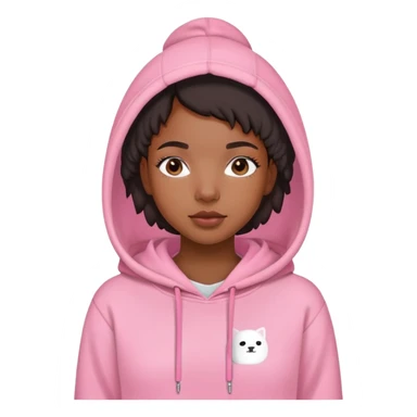 black girl wearing pink glossier hoodie sticker