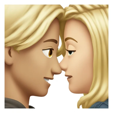 kissing boy brown hair and girl blond hair sticker
