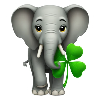 Elephant with a 4 leaf clover in its trunk sticker