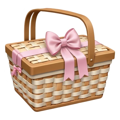 White Picnic basket with light pink bow sticker