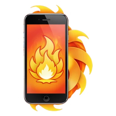 Generate aemoji of a phone spinning around with fire on sticker